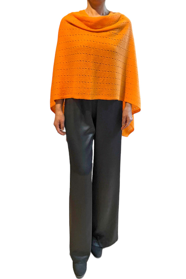 Orange cashmere poncho - SEMON Cashmere