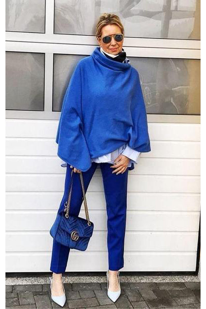 Cowl neck cashmere ponchos for women