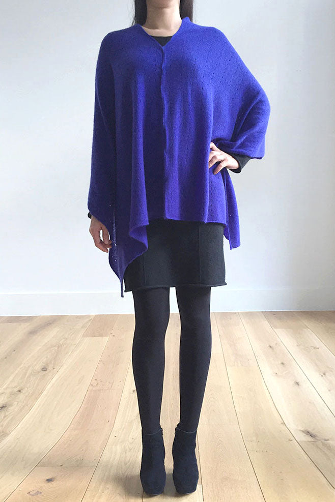Indigo cashmere poncho Multiway