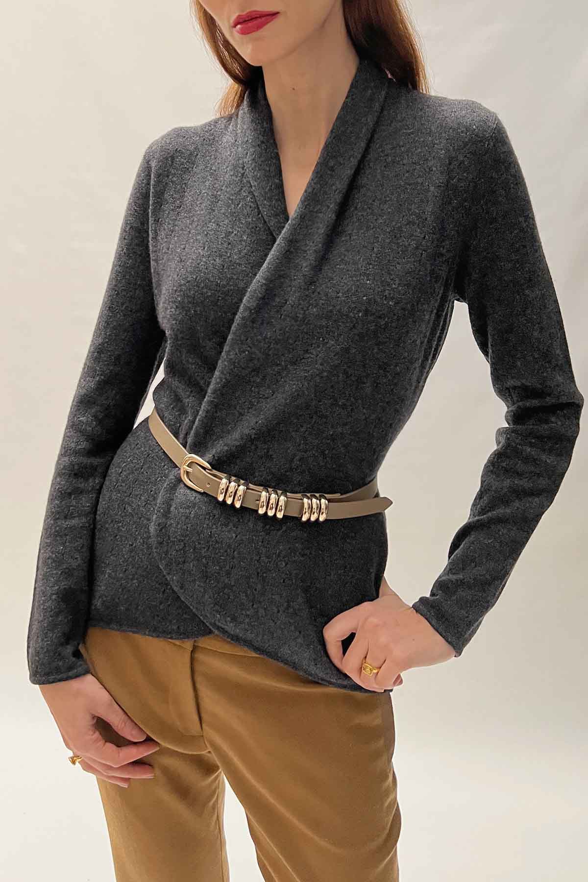 Charcoal grey Cashmere Cardigan - Lacy