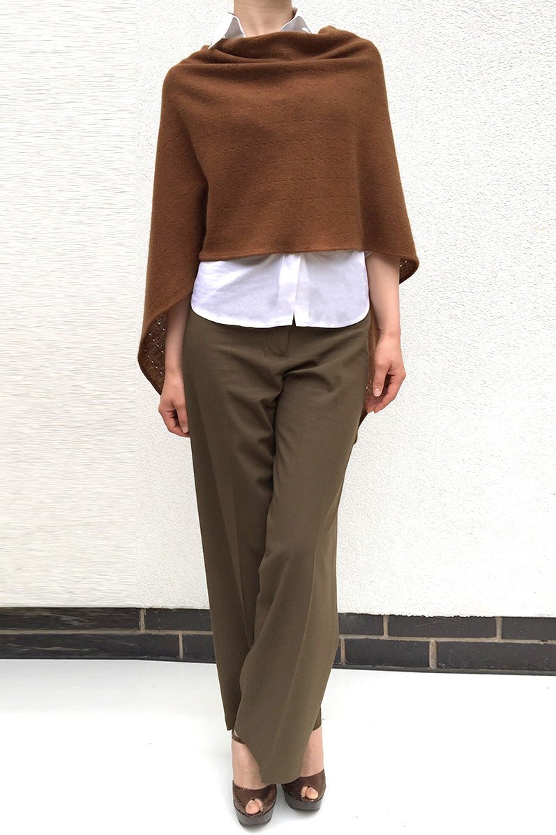 Brown cashmere poncho Multiway