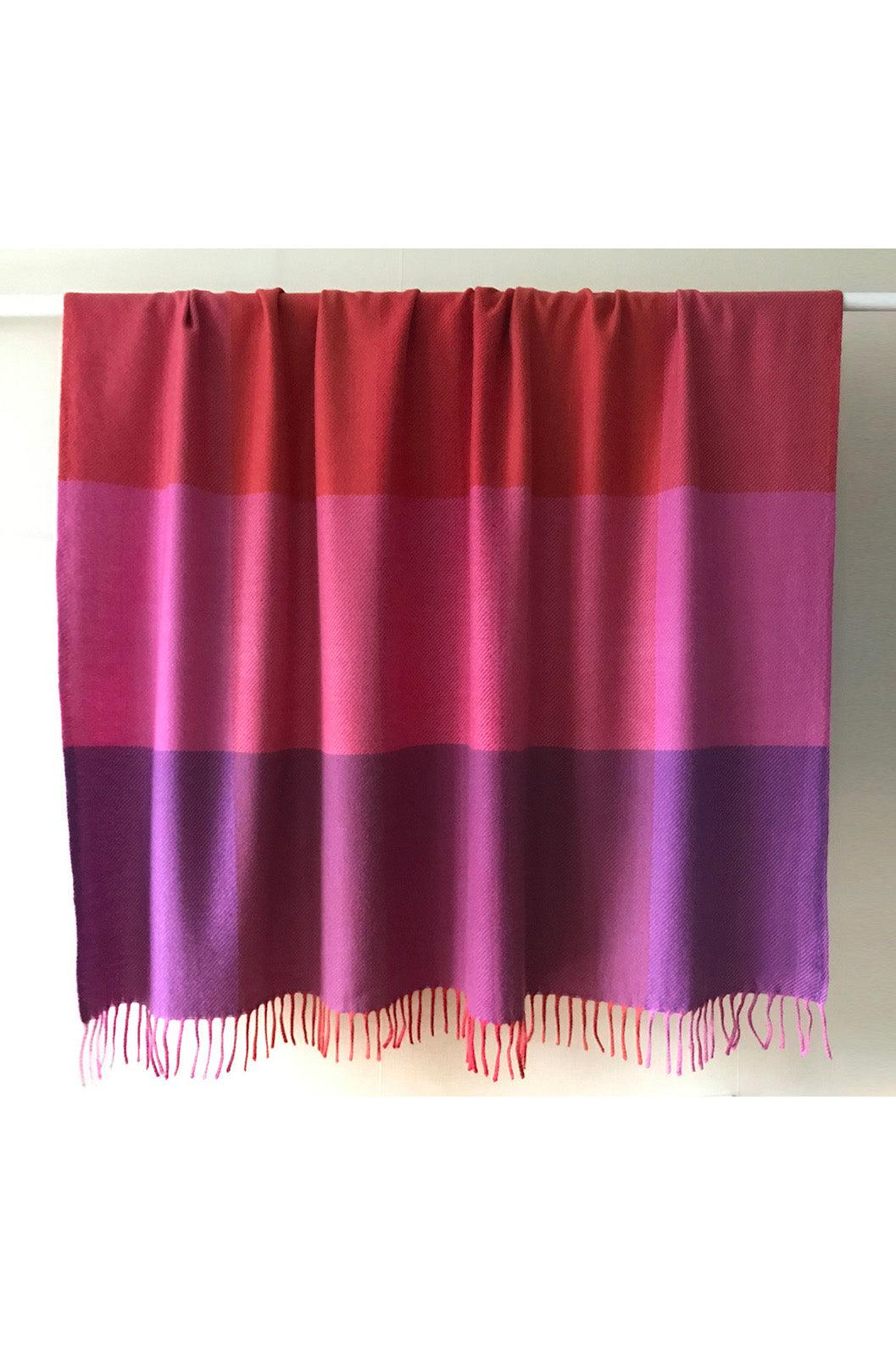 Cashmere throw wrap in red pink check