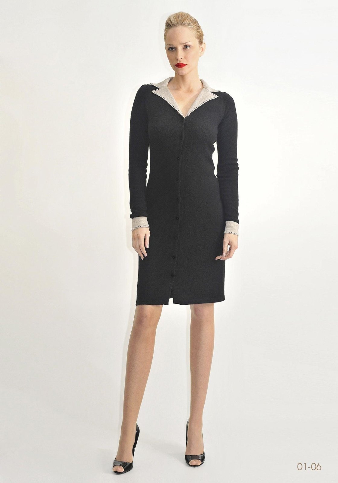 Collared button up cashmere dress