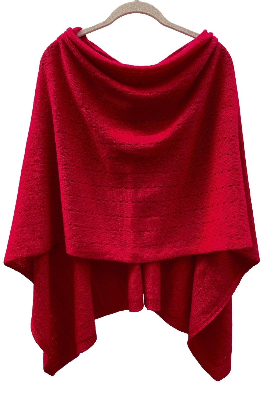 Deep red cashmere poncho Multiway