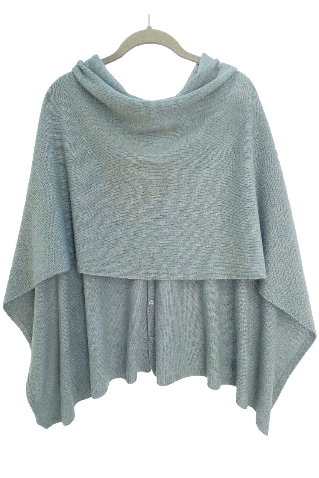 Duck egg Plain cashmere poncho
