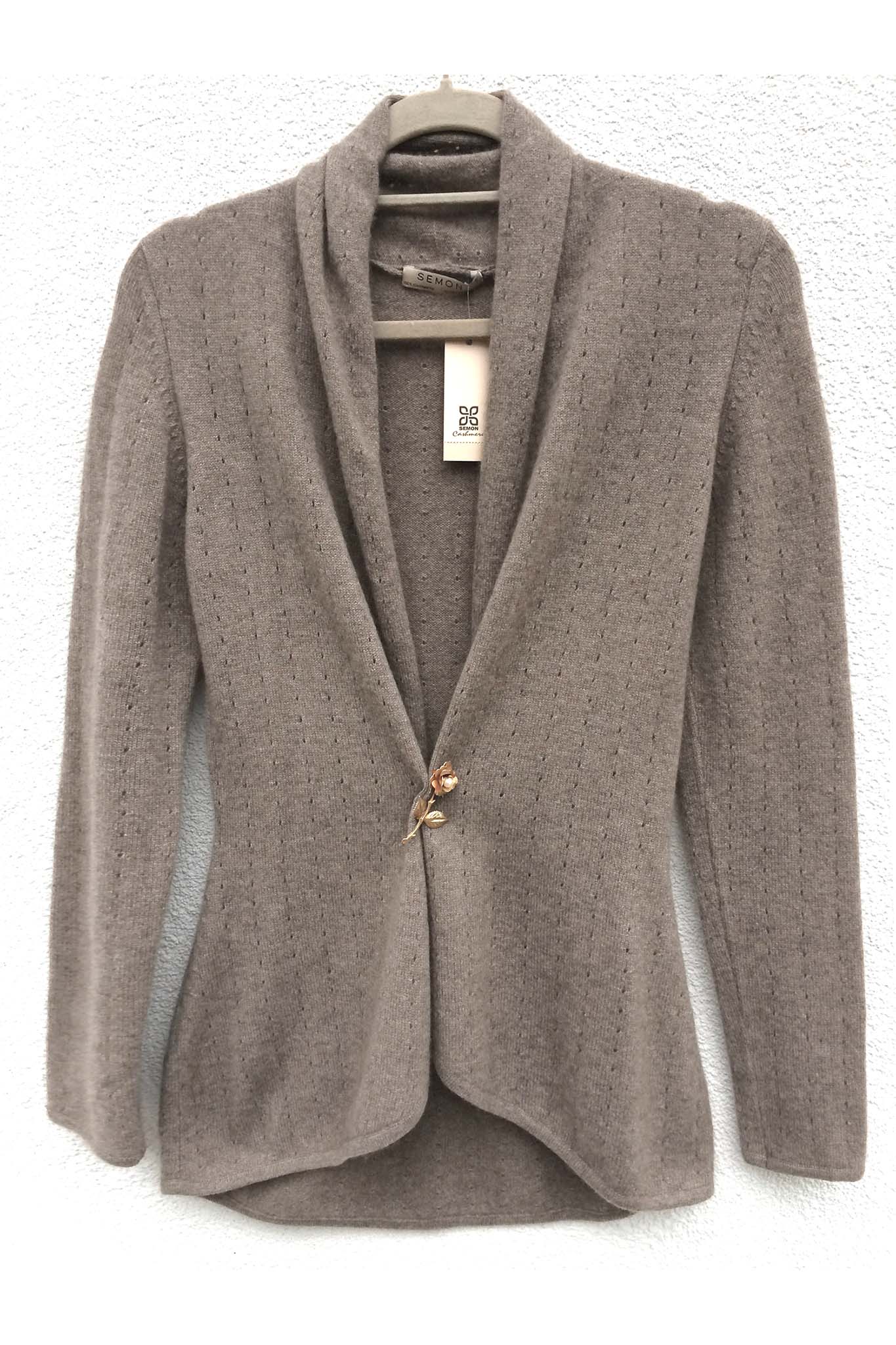 Taupe Cashmere Cardigan - Lacy