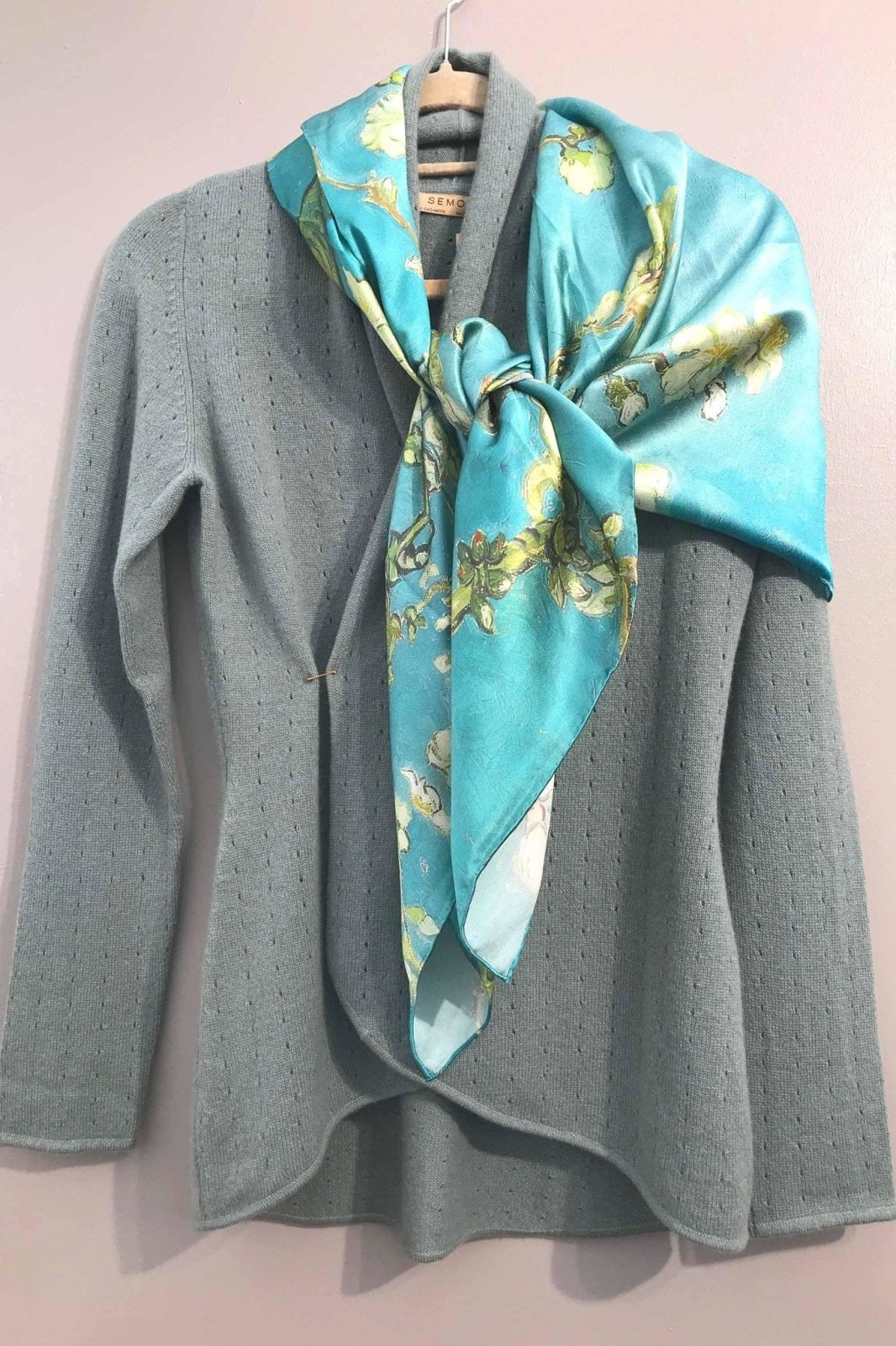 Duck egg Cashmere Cardigan - Lacy
