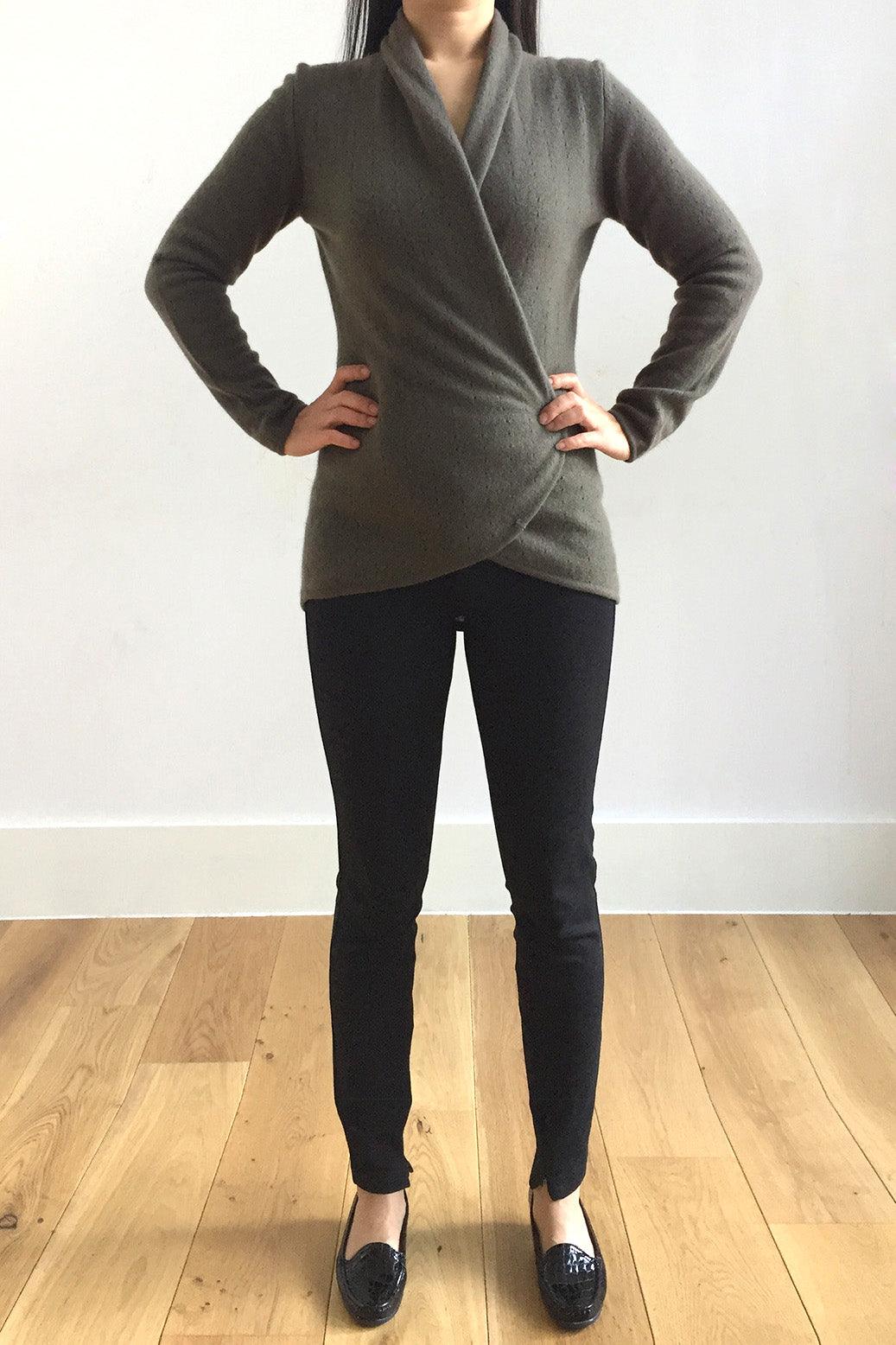 Khaki Green Cashmere Cardigan - Lacy