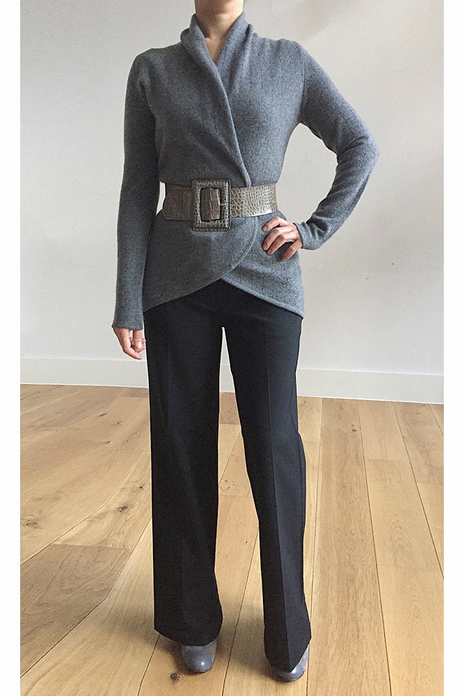 Mid grey Cashmere Cardigan - Lacy
