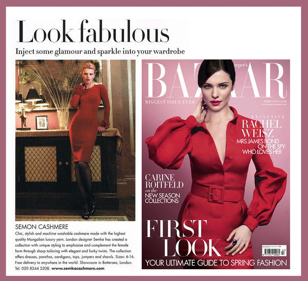 Don't miss the Harper's Bazaar March issue to see SEMON Cashmere