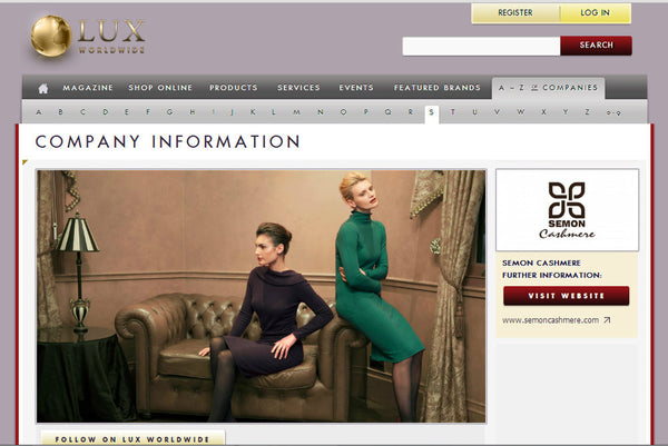 Thank you Lux Worldwide for including us SEMON Cashmere on directory!