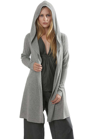Long hooded cashmere cardigans