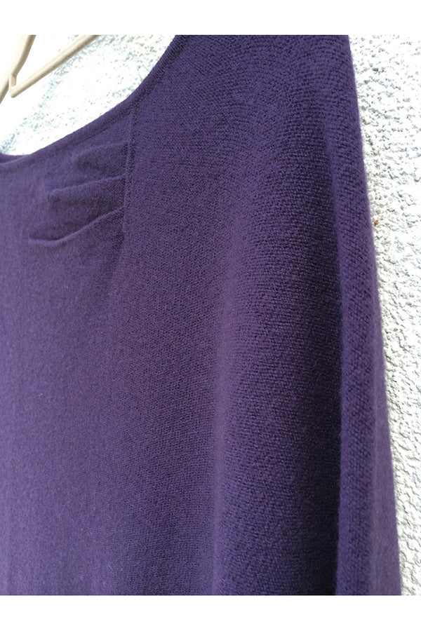 One sleeve Cashmere poncho in Aubergine - SEMON Cashmere