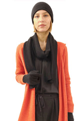 Bundle offer for women's cashmere hat, scarf and gloves in black - SEMON Cashmere