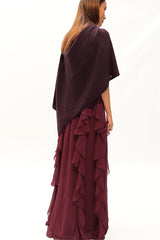 Burgundy cashmere poncho Multiway - SEMON Cashmere