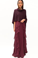 Burgundy cashmere poncho Multiway - SEMON Cashmere