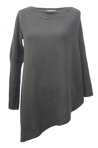 One sleeve cashmere poncho in Charcoal grey - SEMON Cashmere