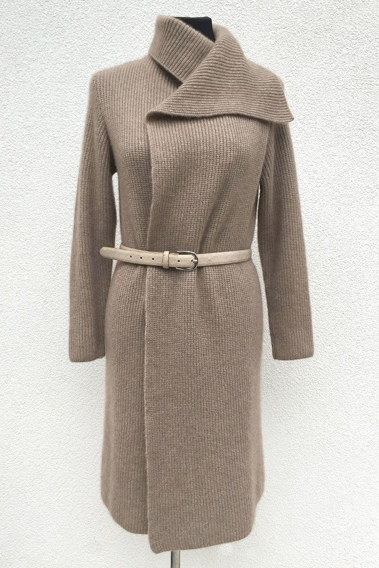 Cashmere coatigan in dark beige - SEMON Cashmere