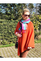 One sleeve cashmere poncho in Orange - SEMON Cashmere