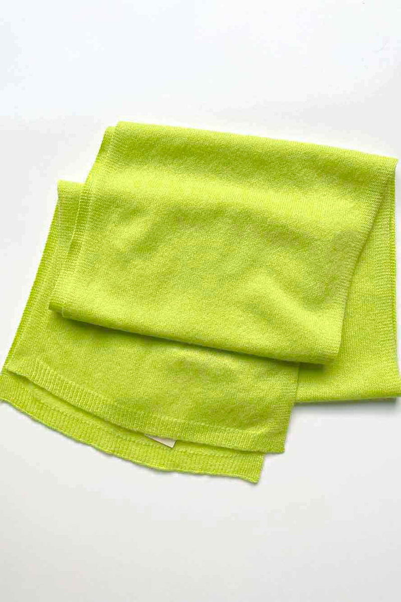 Cashmere scarf in neon yellow green
