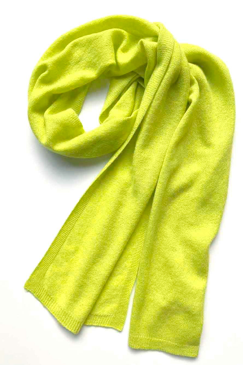Cashmere scarf in neon yellow green