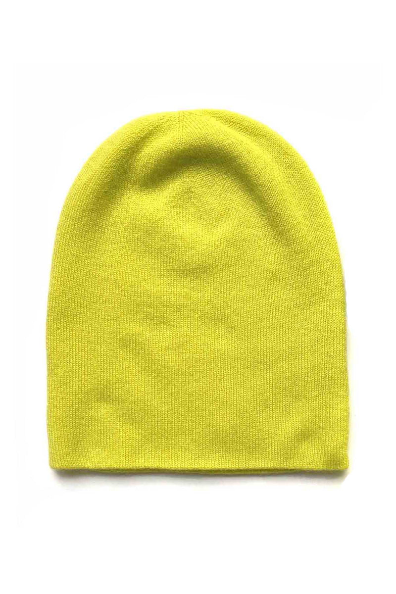 Neon yellow green cashmere beanie hat