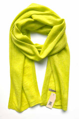 Cashmere hat and scarf set in neon yellow green