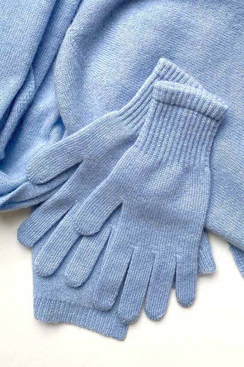 Powder blue cashmere gloves