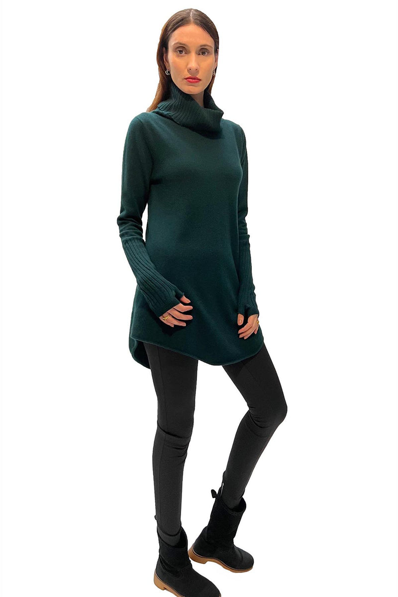 Cashmere roll neck jumper ladies in Dark green | SEMON Cashmere