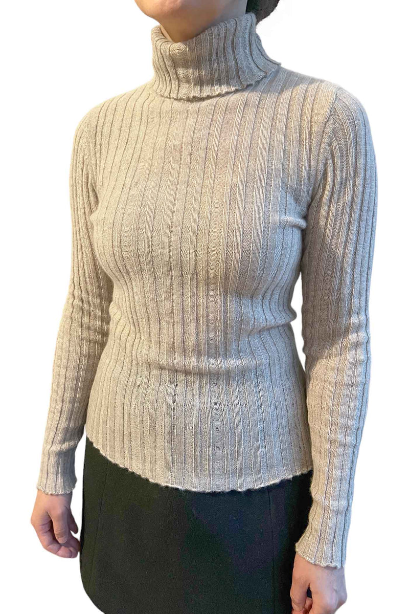 Oatmeal cashmere jumper roll neck | Semon cashmere