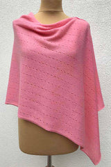 Coral pink cashmere poncho Multiway