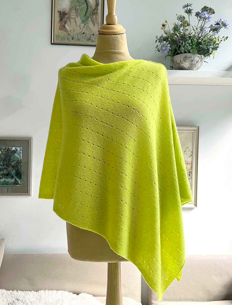 Neon yellow cashmere poncho