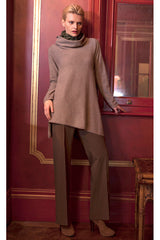 Triangle bottom Cashmere Tunic dress in biscuit beige - SEMON Cashmere