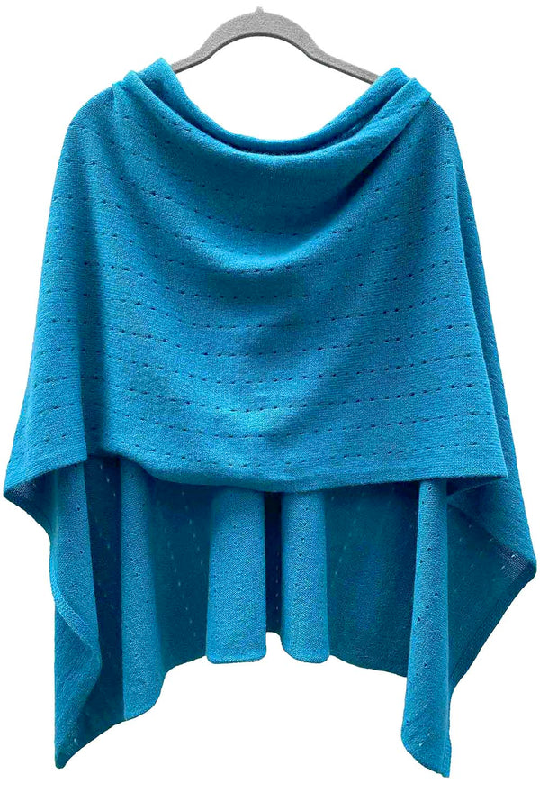 Teal blue Lacy Multiway cashmere poncho - SEMON Cashmere