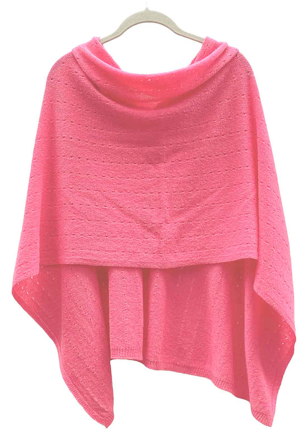Coral pink cashmere poncho Multiway