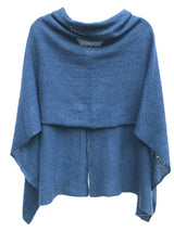 Jeans blue cashmere poncho Multiway - SEMON Cashmere