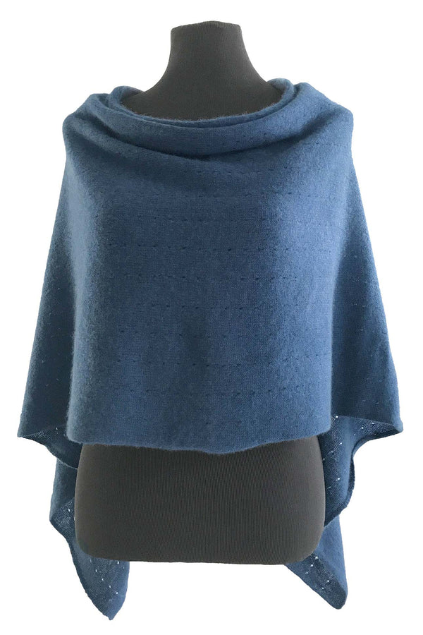 Jeans blue Lacy Multiway cashmere poncho - SEMON Cashmere