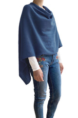 Jeans blue Lacy Multiway cashmere poncho - SEMON Cashmere