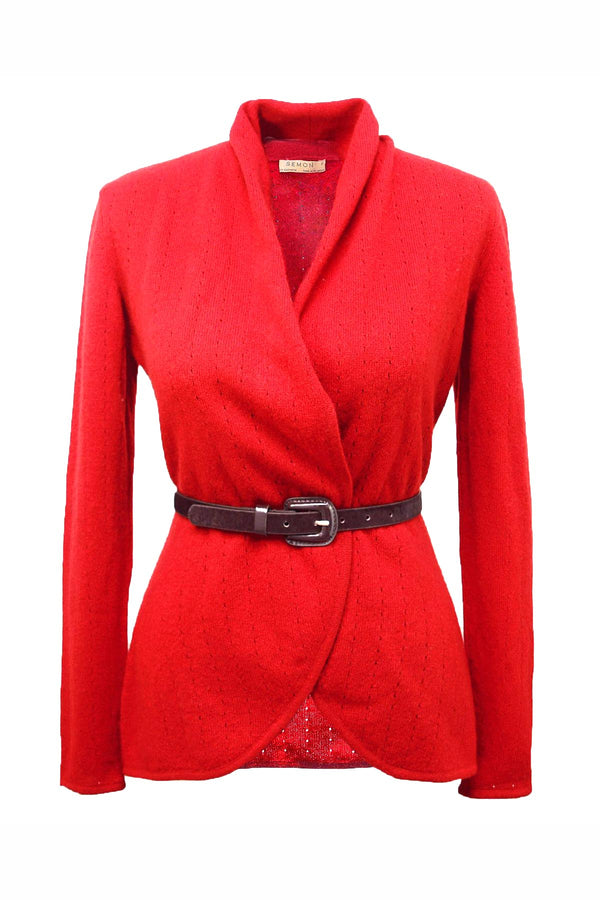 Red cashmere cardigan, red cashmere seater