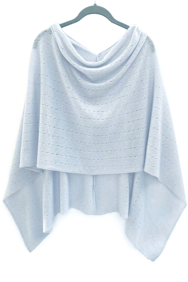 Pale blue cashmere poncho Multiway - SEMON Cashmere