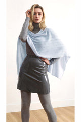 Pale blue cashmere poncho dressy travel topper - SEMON Cashmere