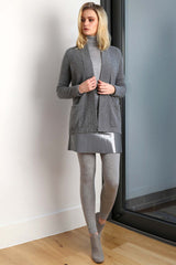 Women's cashmere cardigan with pockets in Mid grey