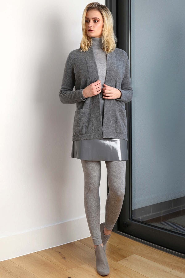 Women's cashmere cardigan with pockets in Mid grey