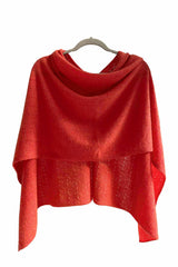 Burnt Orange Lightweight Cashmere Poncho with Buttons