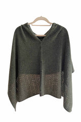 Dark olive green cashmere poncho Multiway