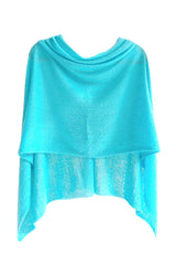 Turquoise cashmere poncho Multiway - SEMON Cashmere