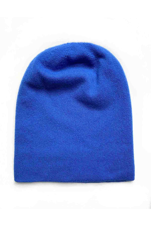 Royal blue 100% pure cashmere beanie hat