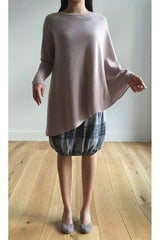 One sleeve Cashmere poncho in Nude - SEMON Cashmere