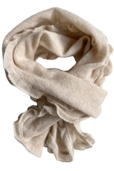 Ruffle edge small cashmere scarf in oat