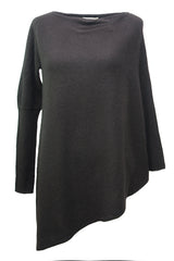 One sleeve cashmere poncho in Black - SEMON Cashmere